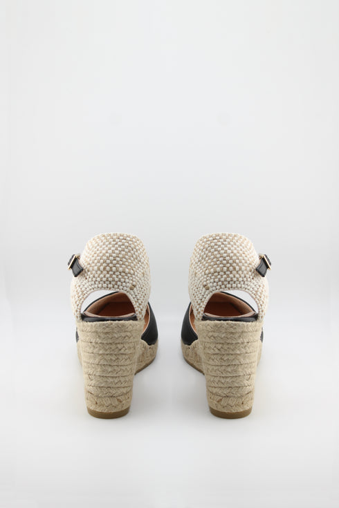 Gaimo Leather Espadrille Wedge with Braided Heel and Ankle Strap
